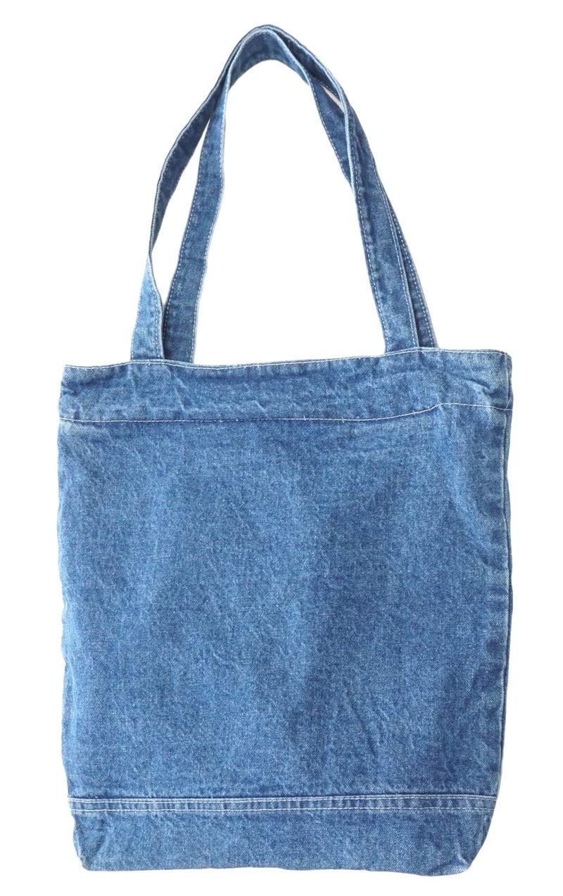 YunZh Canvas Bag Denim Tote Shoulder Handbag Shopping Travel Pockets Reusable Grocery Bags - Image 1